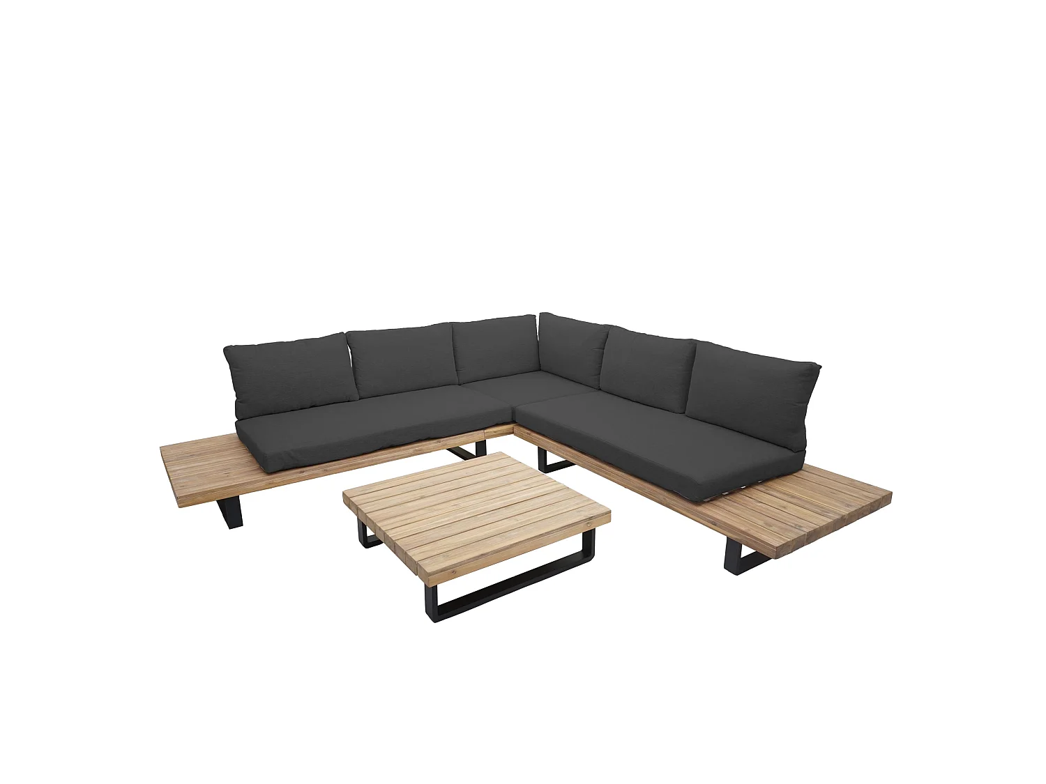 Zestaw ogrodowy MCW-H54 (zestaw 2-częściowy),  jasnobrązowy, tapicerka ciemnoszara