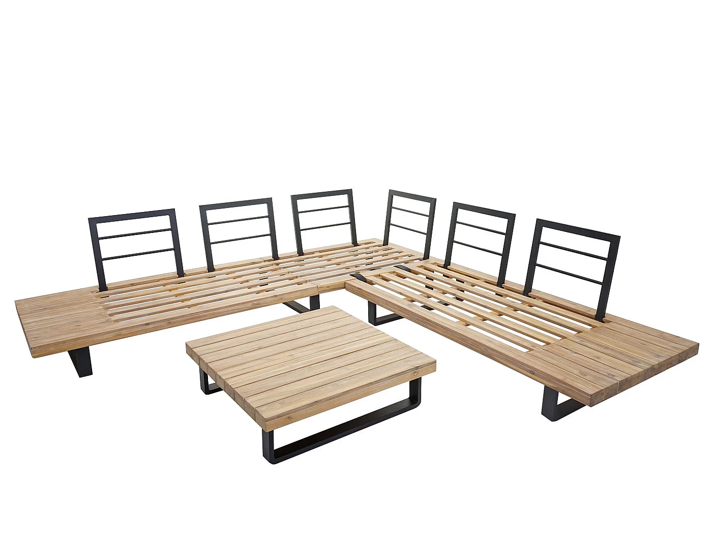 Zestaw ogrodowy MCW-H54 (zestaw 2-częściowy),  jasnobrązowy, tapicerka ciemnoszara