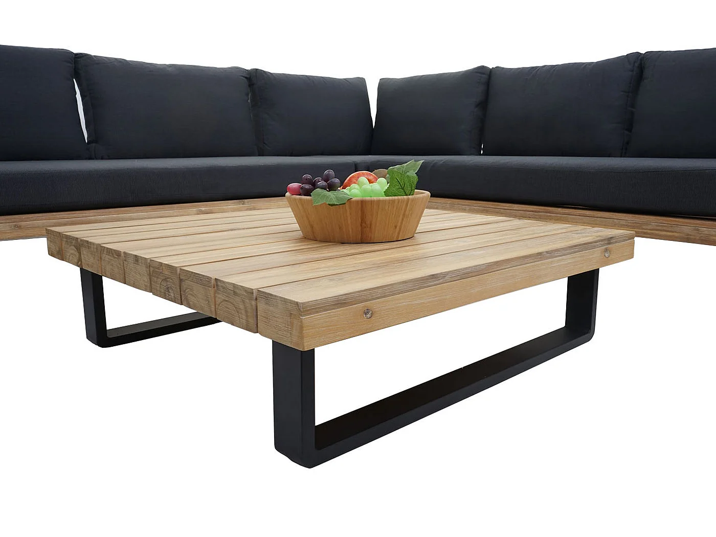 Zestaw ogrodowy MCW-H54 (zestaw 2-częściowy),  jasnobrązowy, tapicerka ciemnoszara