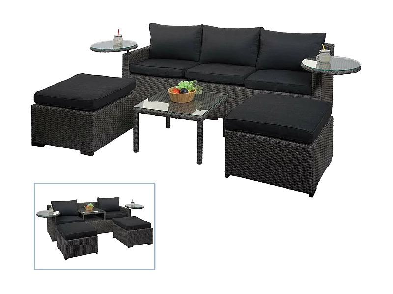 Zestaw polirattanowy MCW-J38 (4-częściowy),  szary, poduszki antracytowe