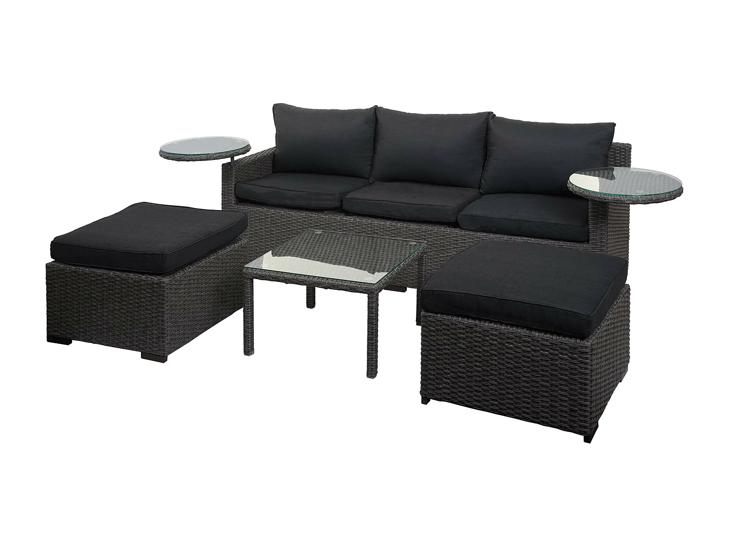 Zestaw polirattanowy MCW-J38 (4-częściowy),  szary, poduszki antracytowe