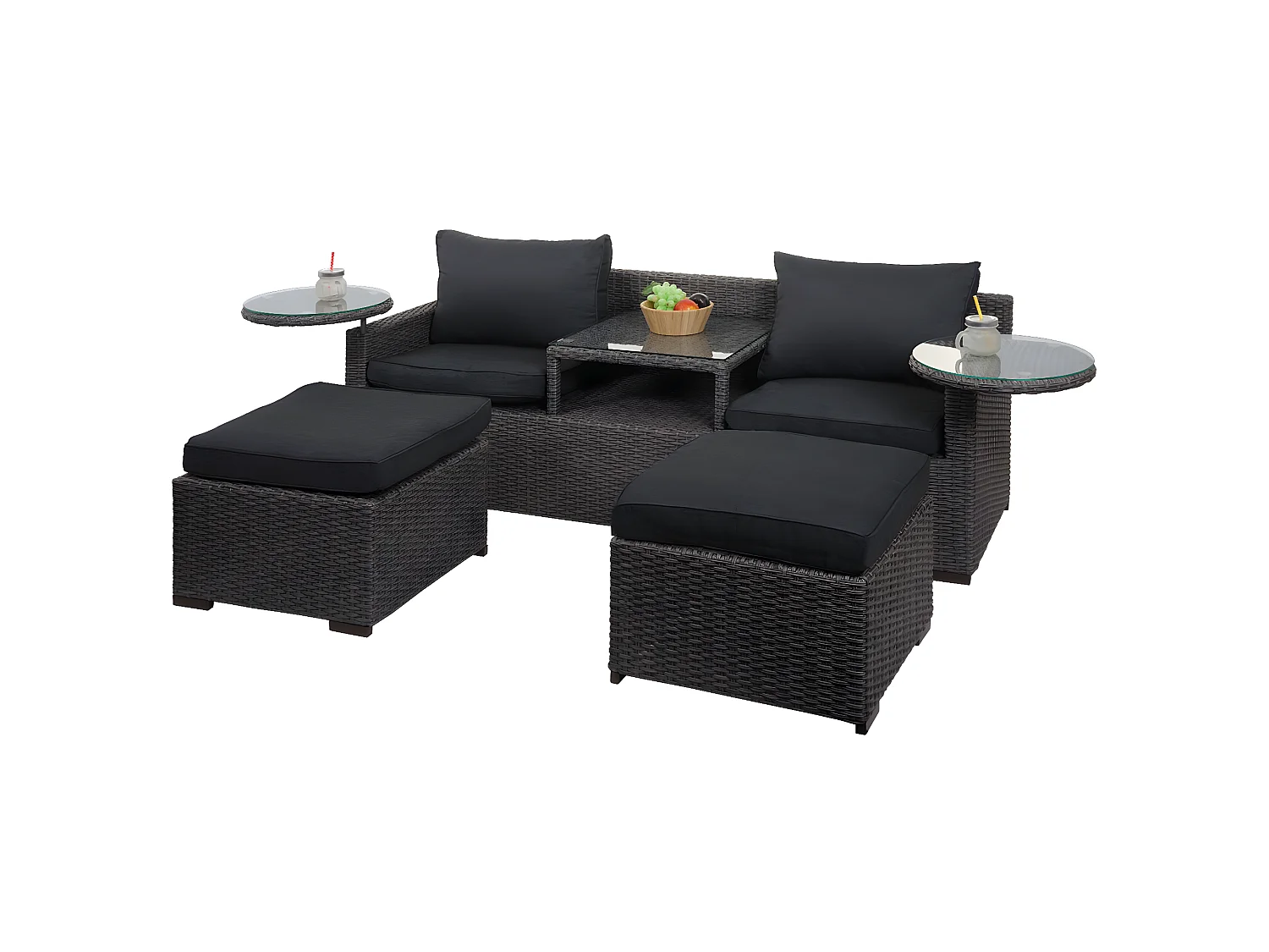 Zestaw polirattanowy MCW-J38 (4-częściowy),  szary, poduszki antracytowe