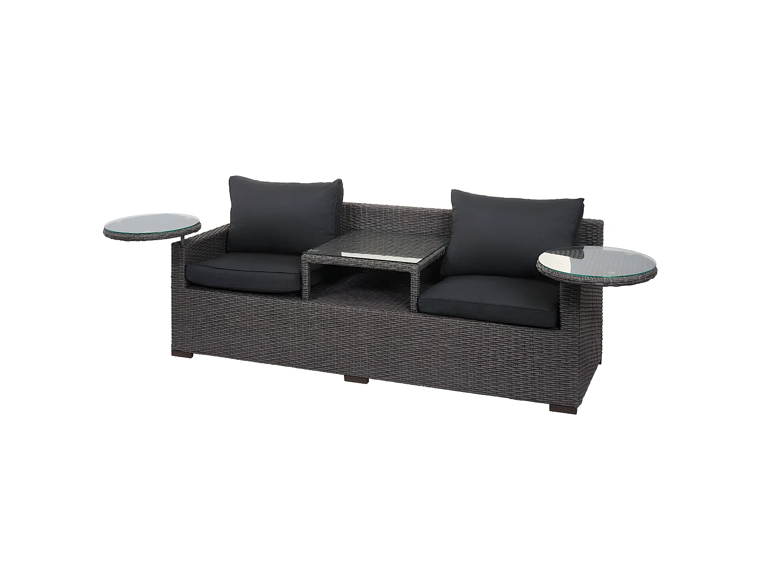 Zestaw polirattanowy MCW-J38 (4-częściowy),  szary, poduszki antracytowe