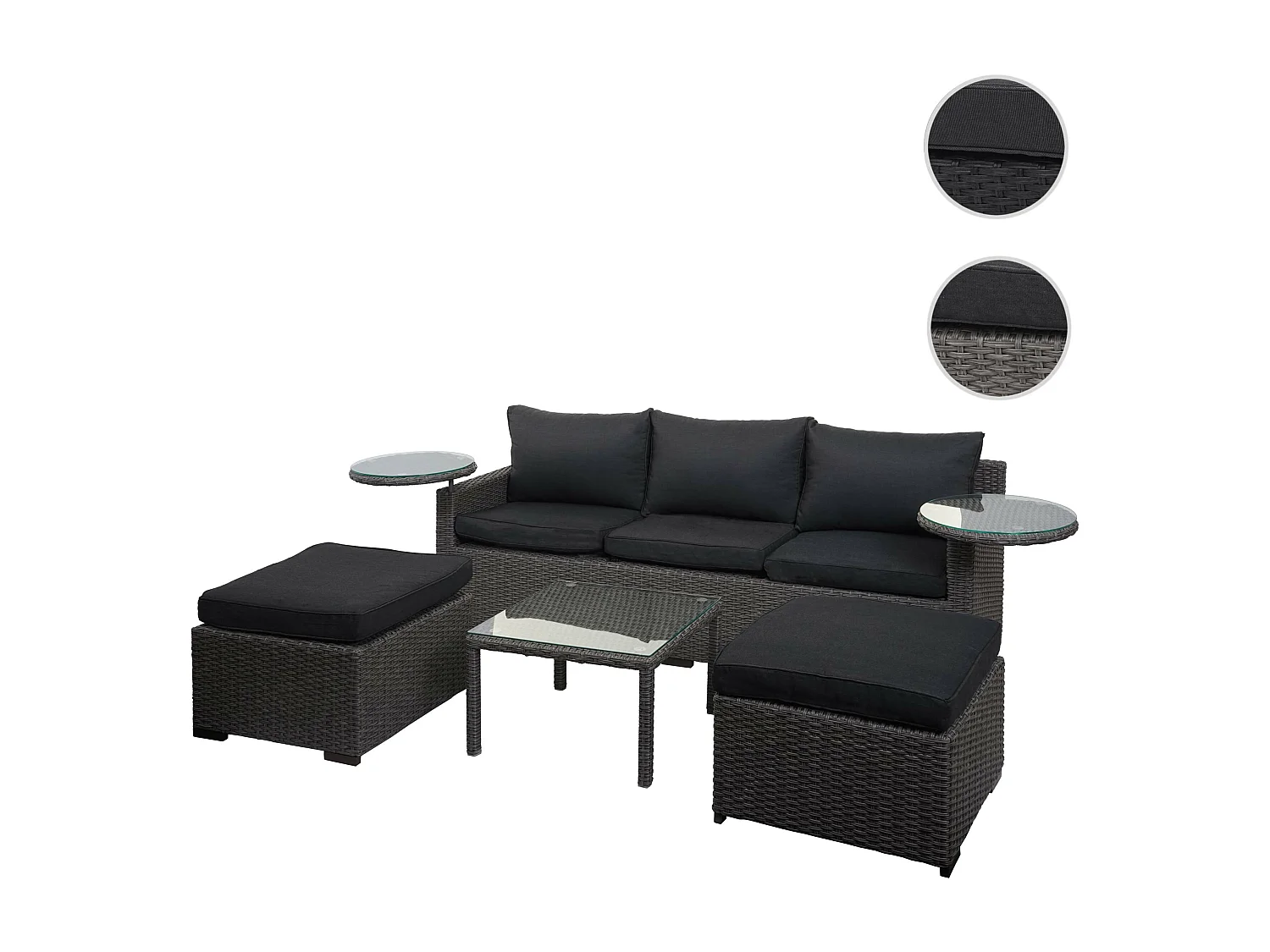 Zestaw polirattanowy MCW-J38 (4-częściowy),  szary, poduszki antracytowe