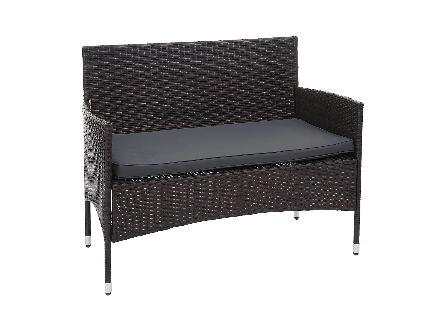 Set salotto giardino esterno salottino elegante MCW-F55 polyrattan marrone con cuscini grigio scuro