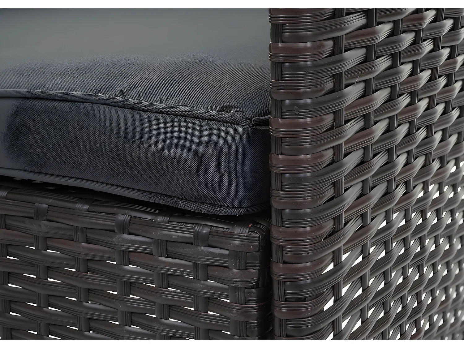 Set salotto giardino esterno salottino elegante MCW-F55 polyrattan marrone con cuscini grigio scuro