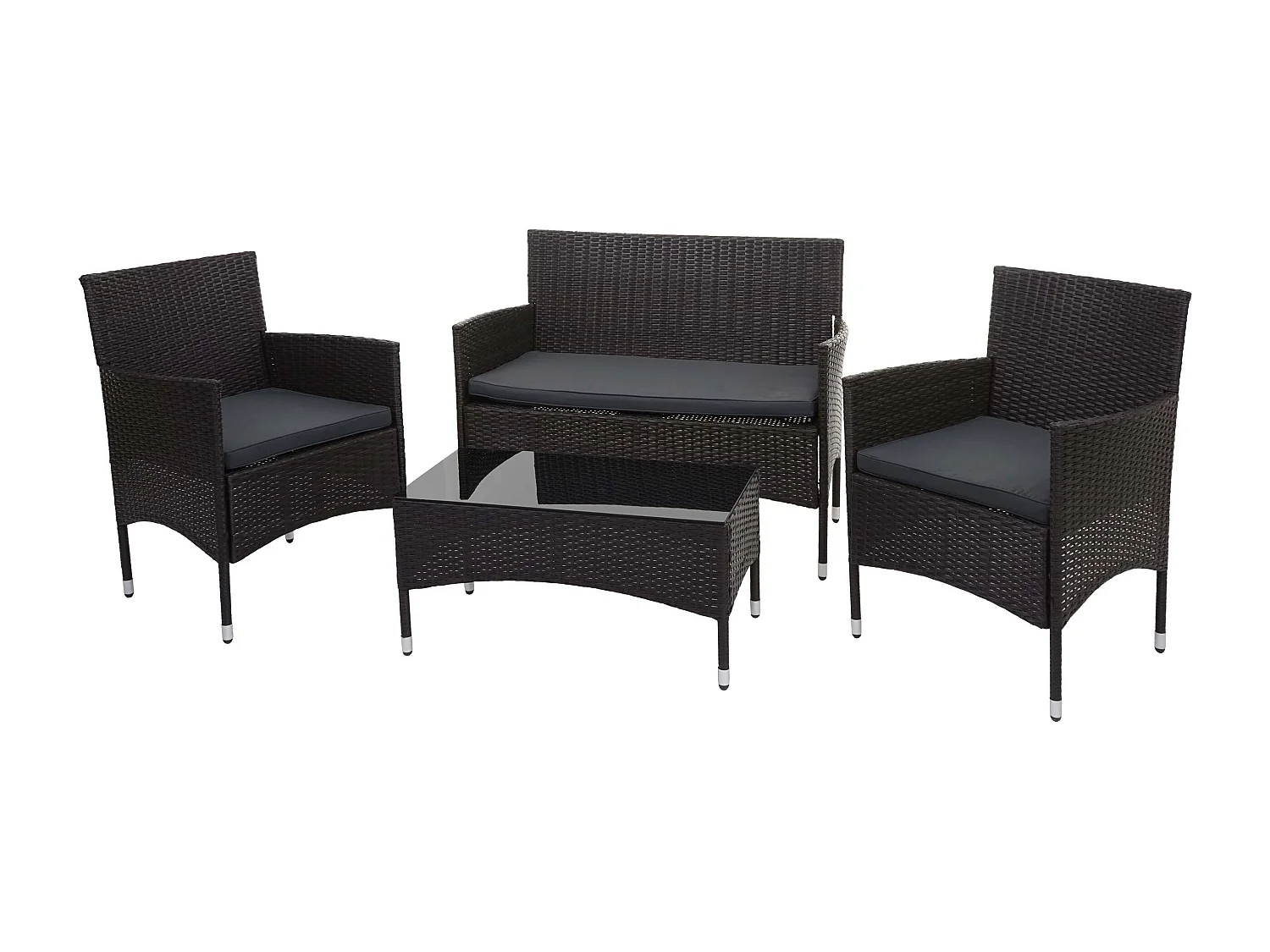 Zestaw polirattanowy MCW-F55 (4-częściowy),  brązowy, ciemnoszare poduszki