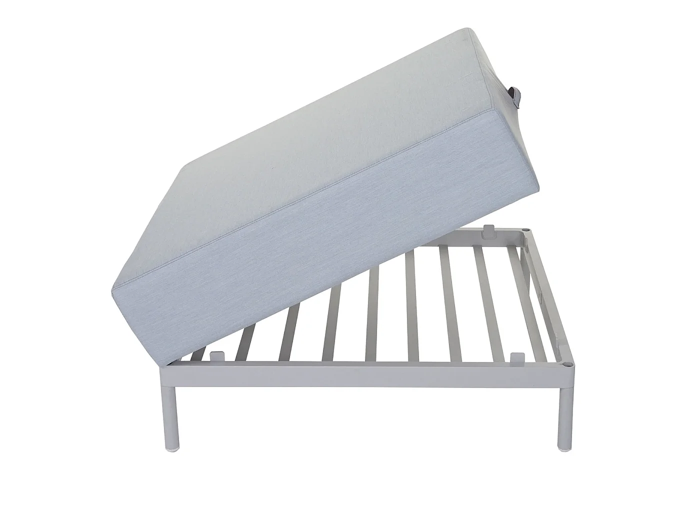 Zestaw ogrodowy z aluminium MCW-C47 (11 elementów),  niebieski z półką, poduszki brązowe