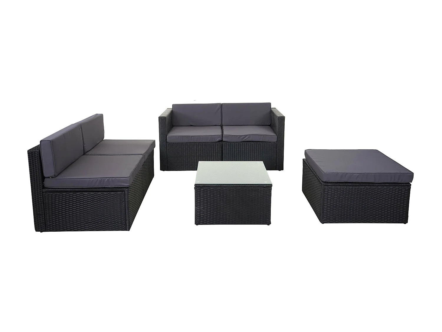 Zestaw polirattanowy MCW-D24,  antracyt, ciemnoszara tapicerka