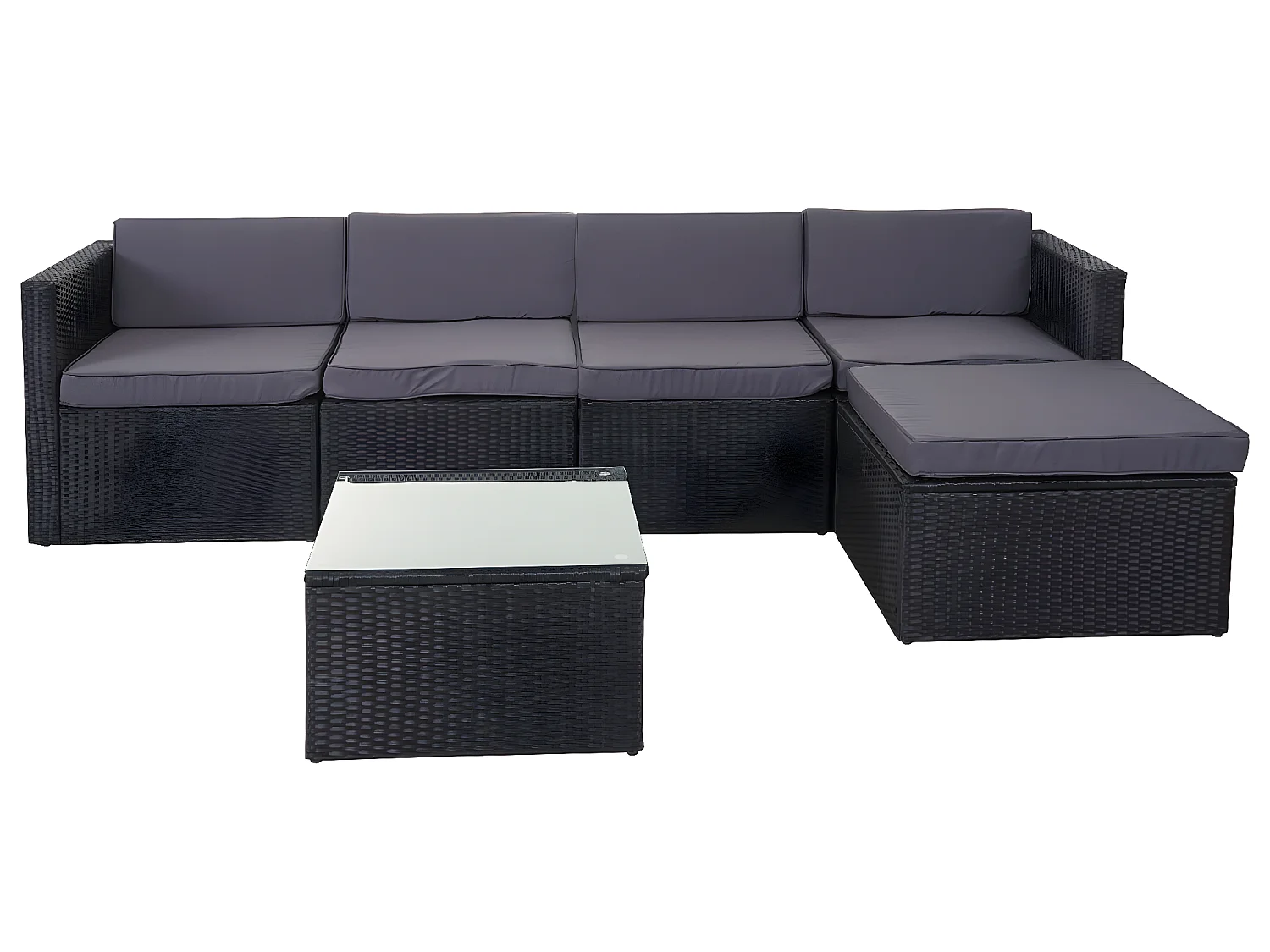 Zestaw polirattanowy MCW-D24,  antracyt, ciemnoszara tapicerka