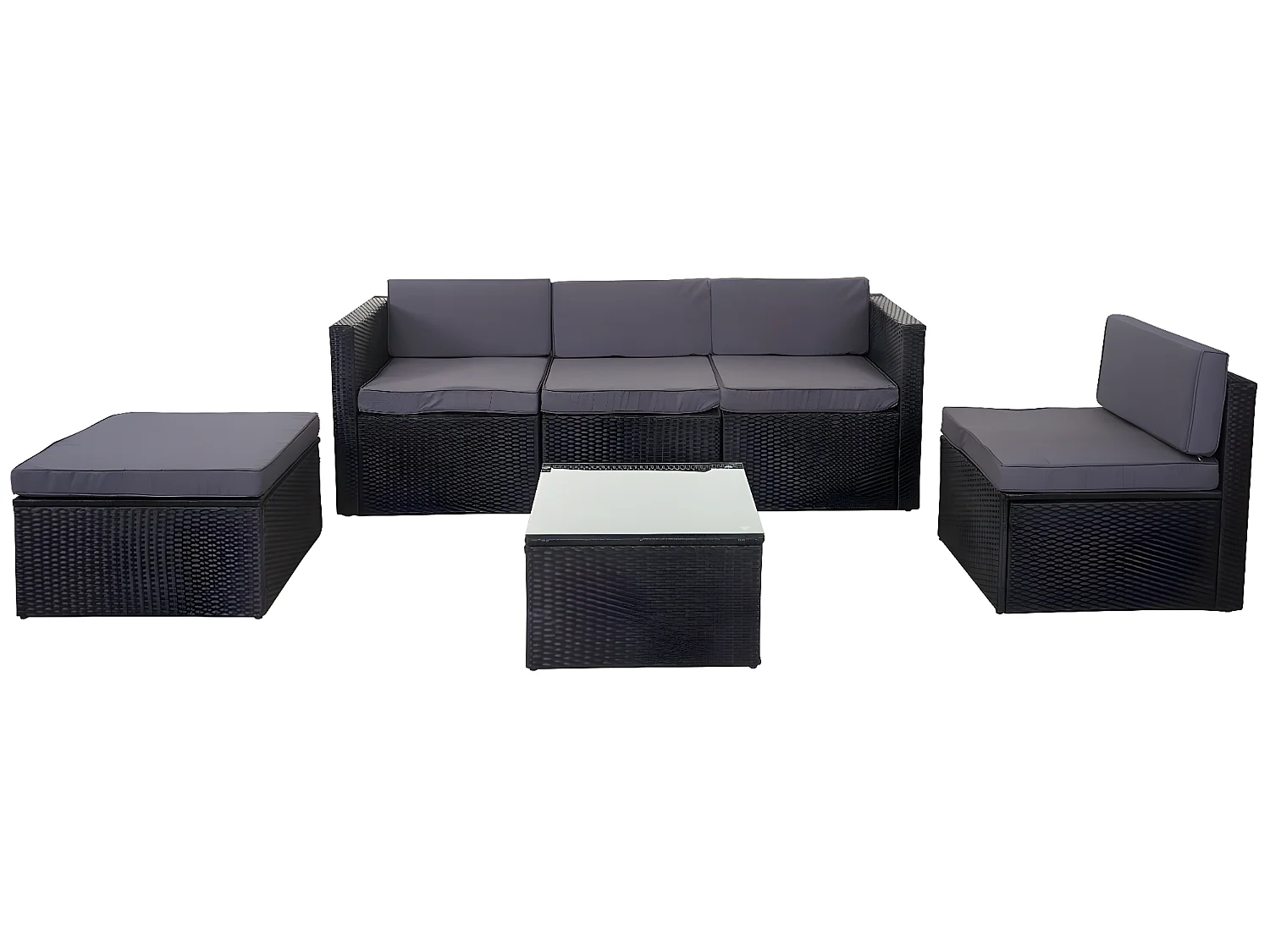 Zestaw polirattanowy MCW-D24,  antracyt, ciemnoszara tapicerka