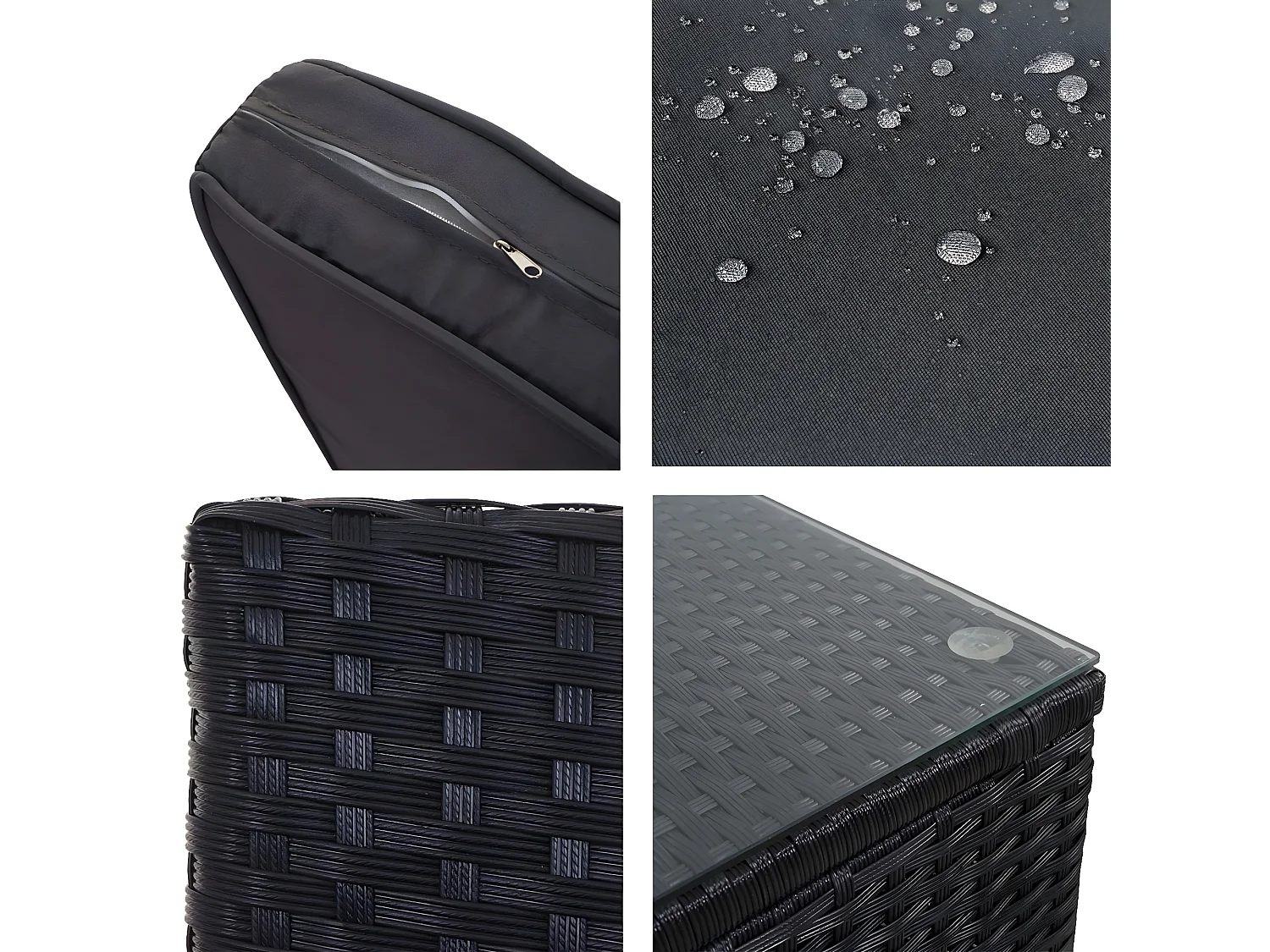 Zestaw polirattanowy MCW-D24,  antracyt, ciemnoszara tapicerka