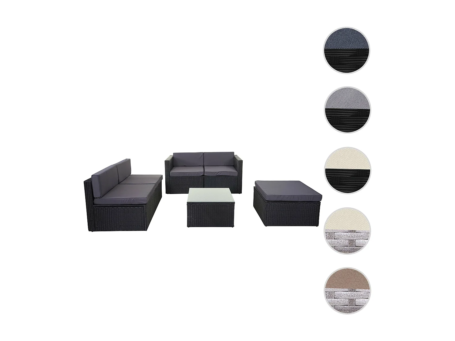 Zestaw polirattanowy MCW-D24,  antracyt, ciemnoszara tapicerka