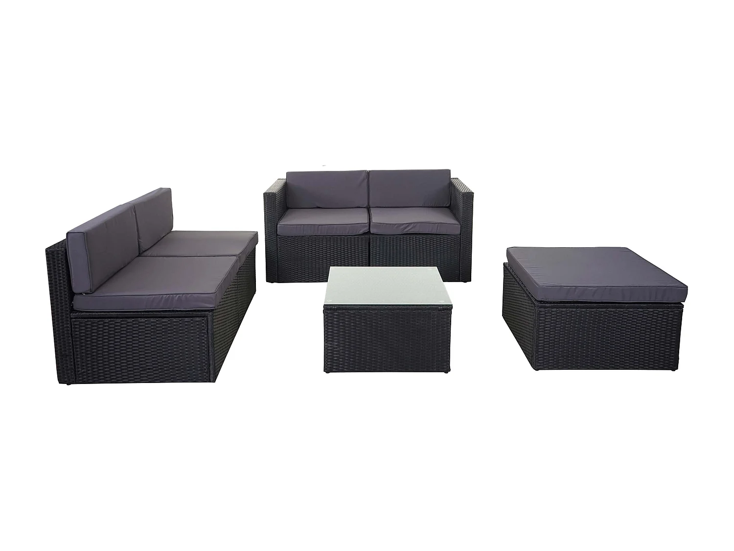 Poly-Rattan-Garnitur MCW-D24, Anthrazit, Polster dunkelgrau