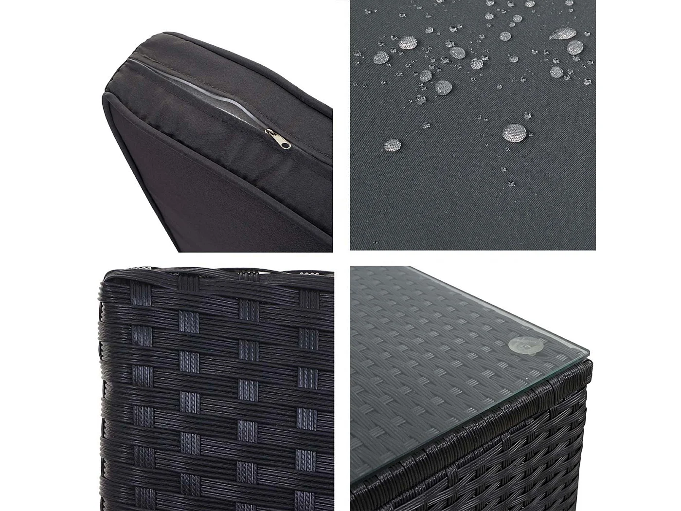 Poly-Rattan-Garnitur MCW-D24, Anthrazit, Polster dunkelgrau