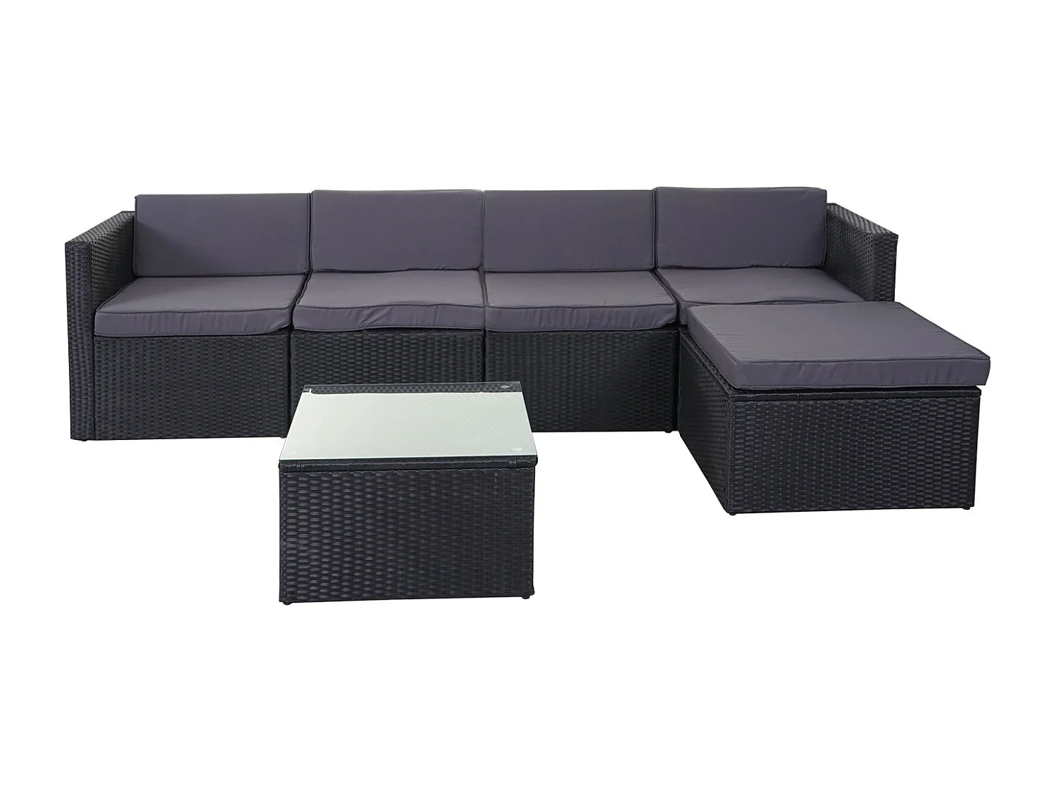 Poly-Rattan-Garnitur MCW-D24, Anthrazit, Polster dunkelgrau