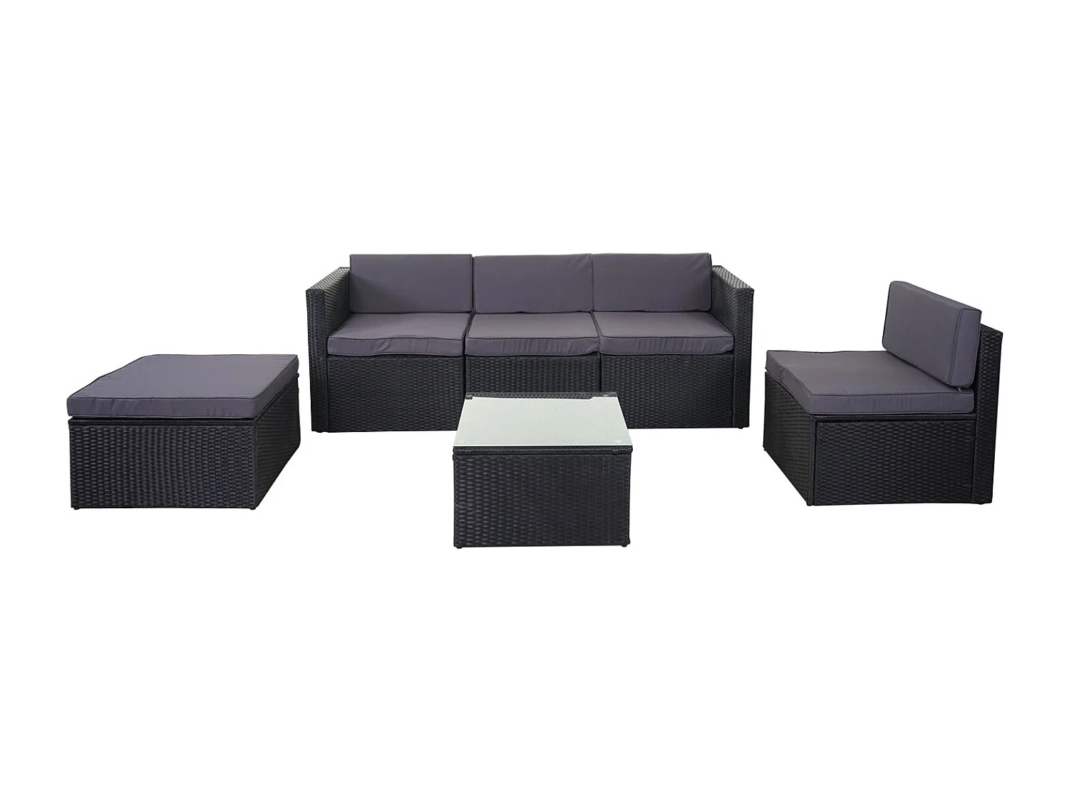 Poly-Rattan-Garnitur MCW-D24, Anthrazit, Polster dunkelgrau