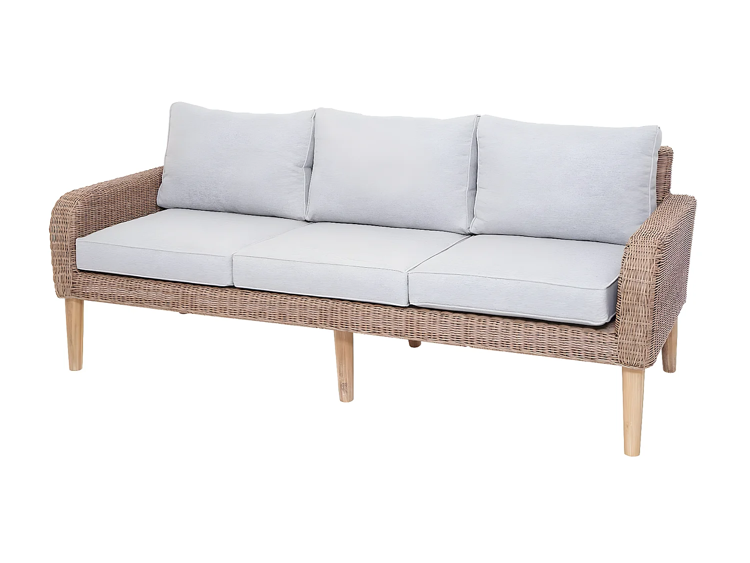 Garnitur MCW-H57 Rattan (4-teilig), Kissen hellgrau