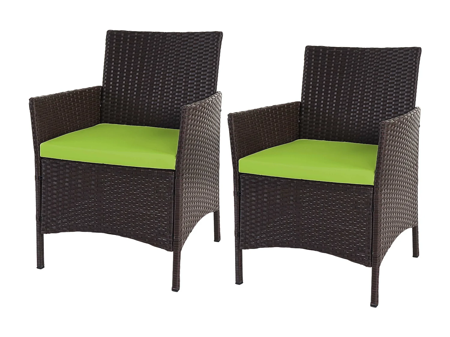 3-2-1-1 Poly-Rattan Garnitur Hamar, Braun-meliert, Kissen grün