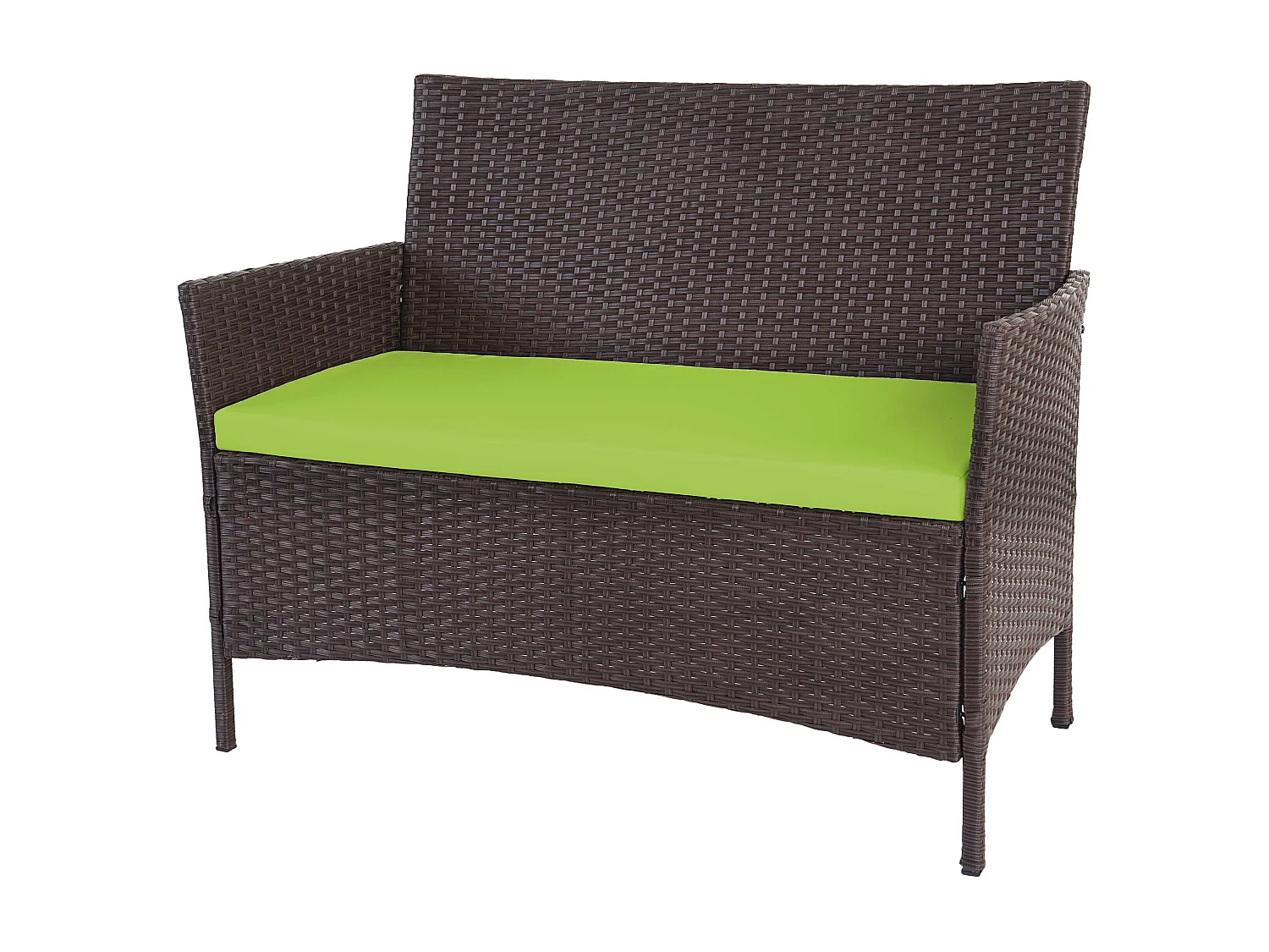 3-2-1-1 Poly-Rattan Garnitur Hamar, Braun-meliert, Kissen grün