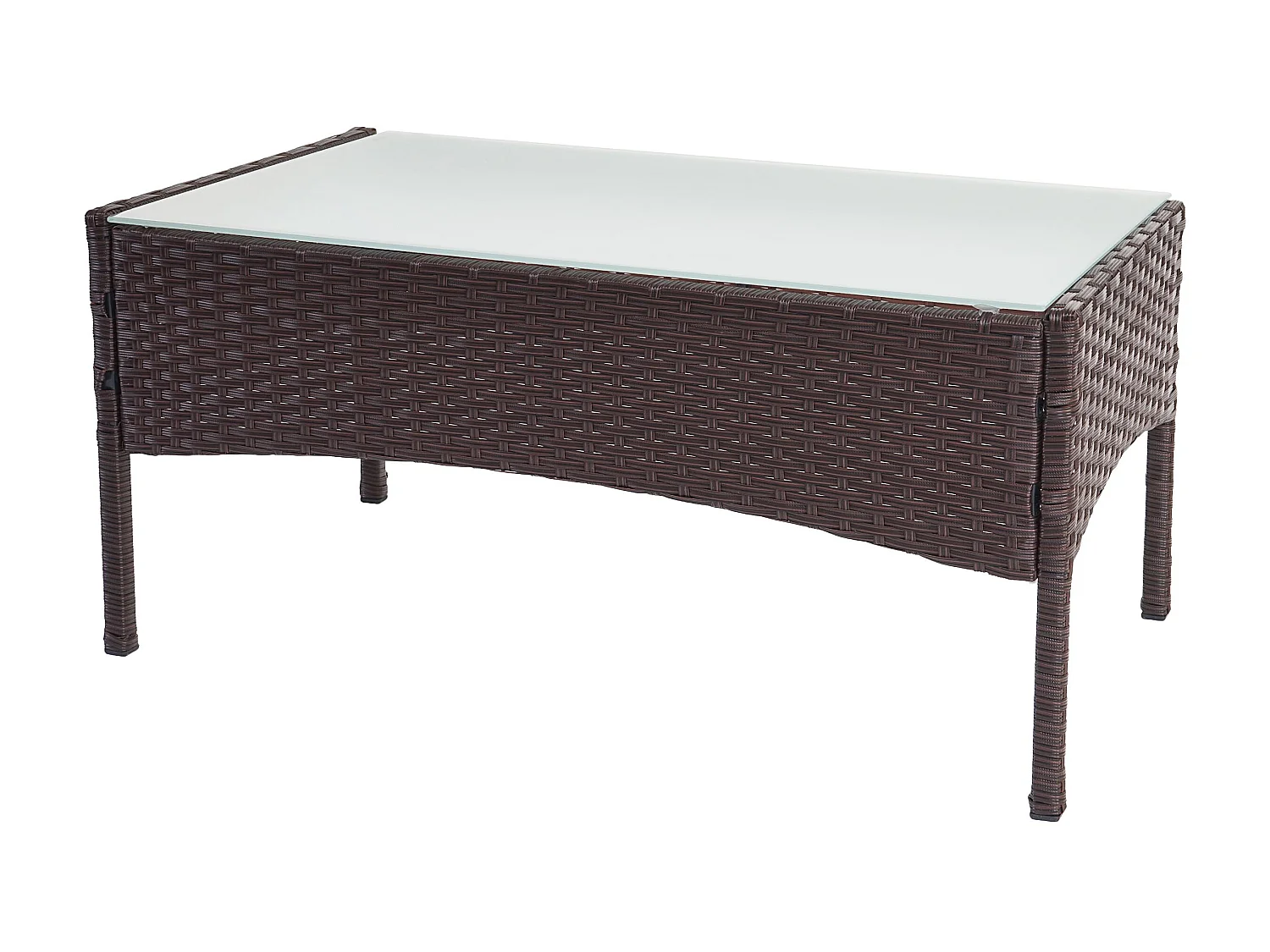 3-2-1-1 Poly-Rattan Garnitur Hamar, Braun-meliert, Kissen grün