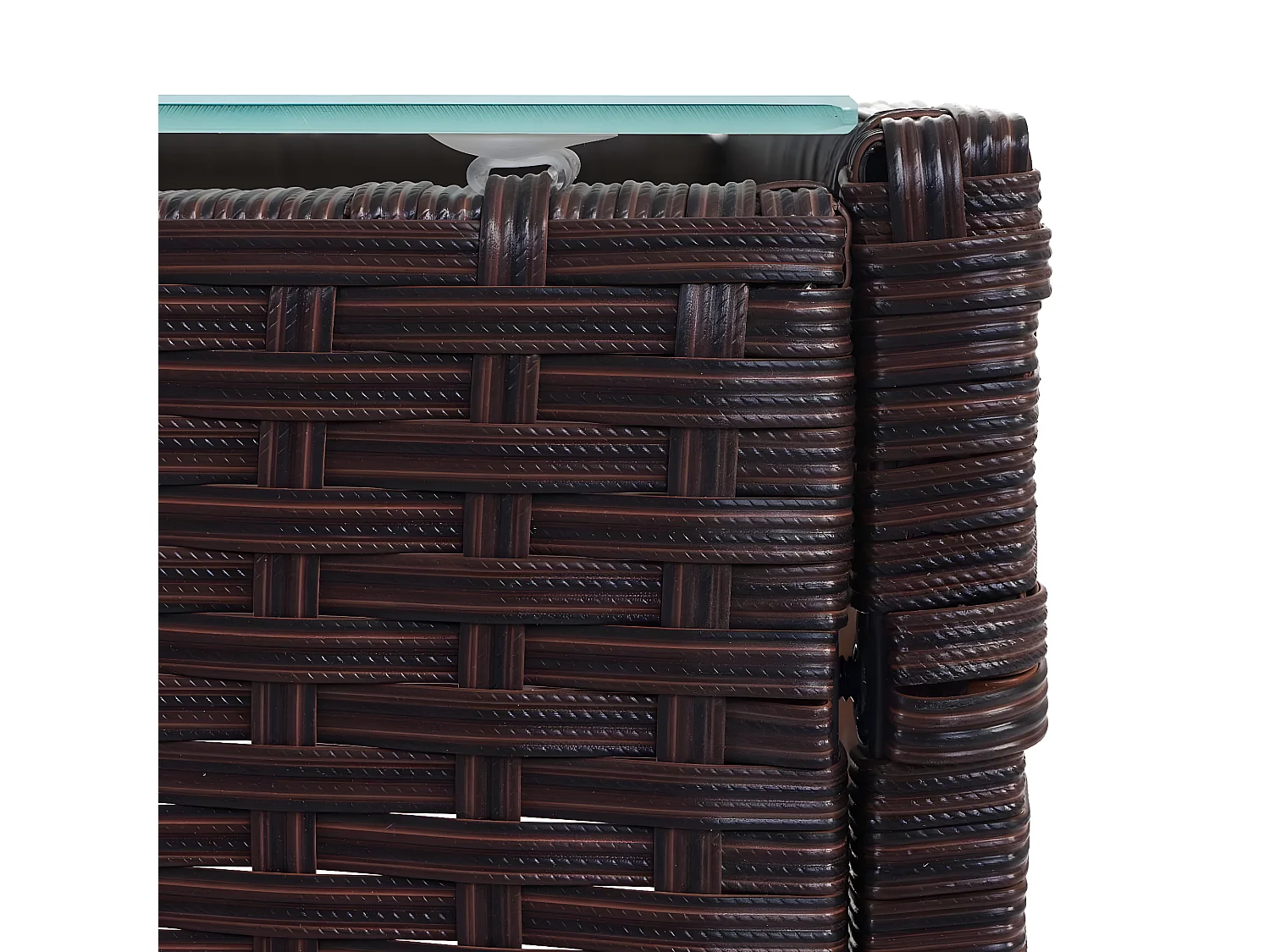 3-2-1-1 Poly-Rattan Garnitur Hamar, Braun-meliert, Kissen grün