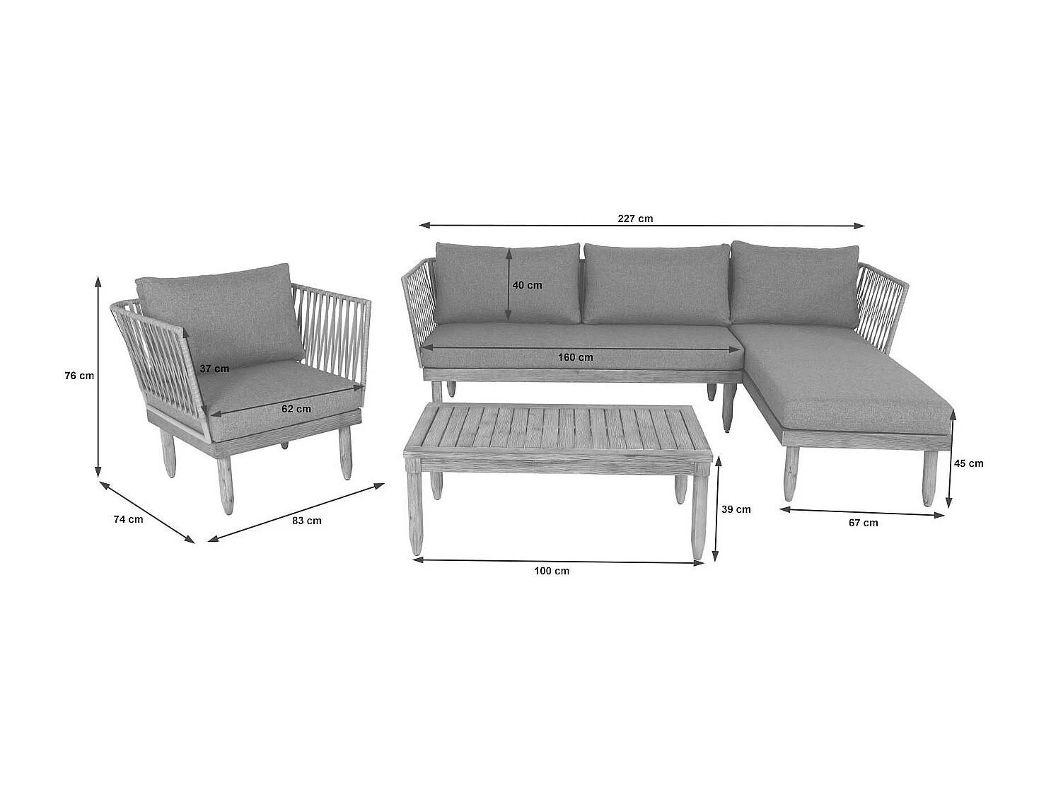 Tuinset MCW-L29 (set van 4),  crème-wit