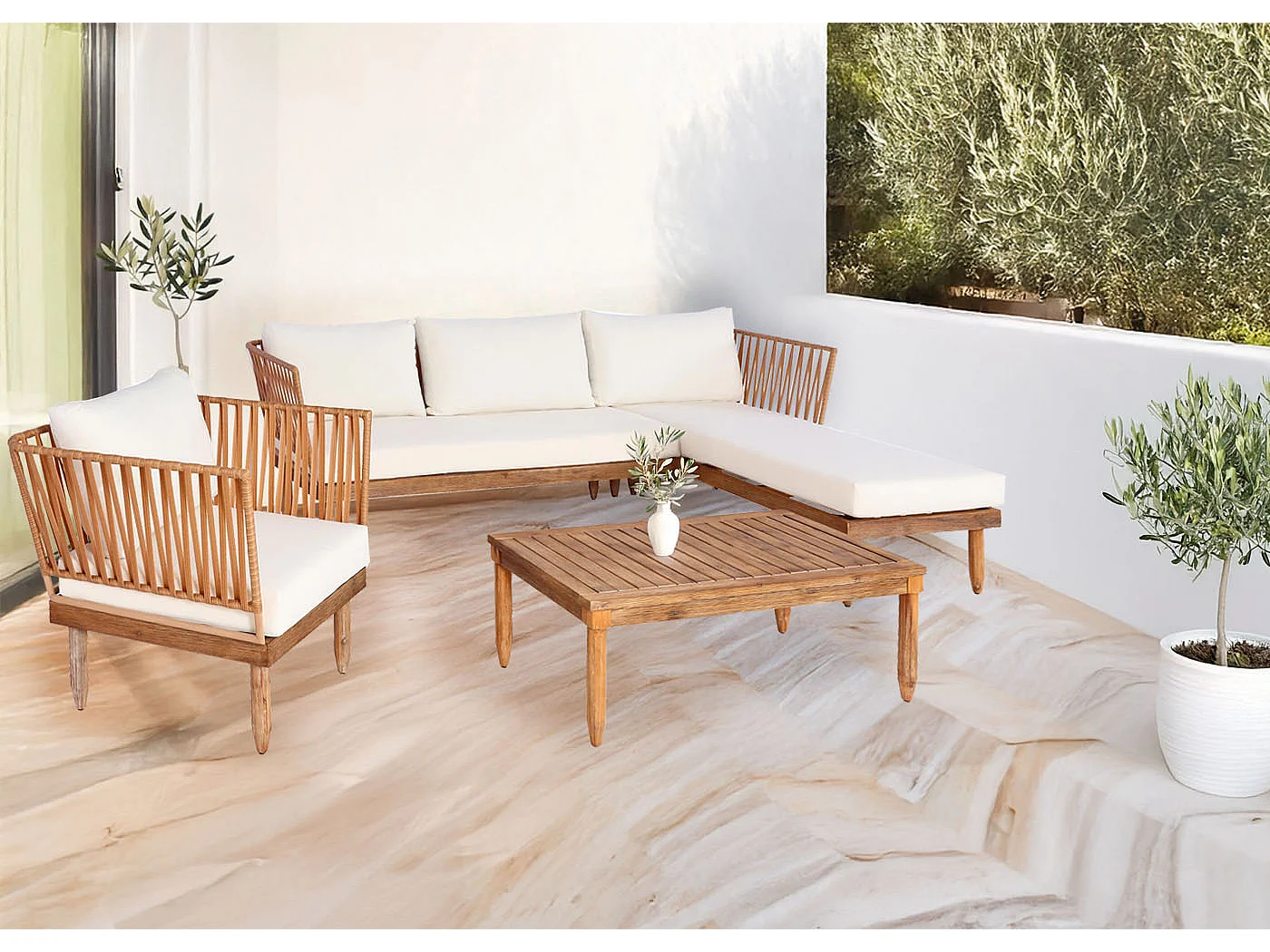 Tuinset MCW-L29 (set van 4),  crème-wit