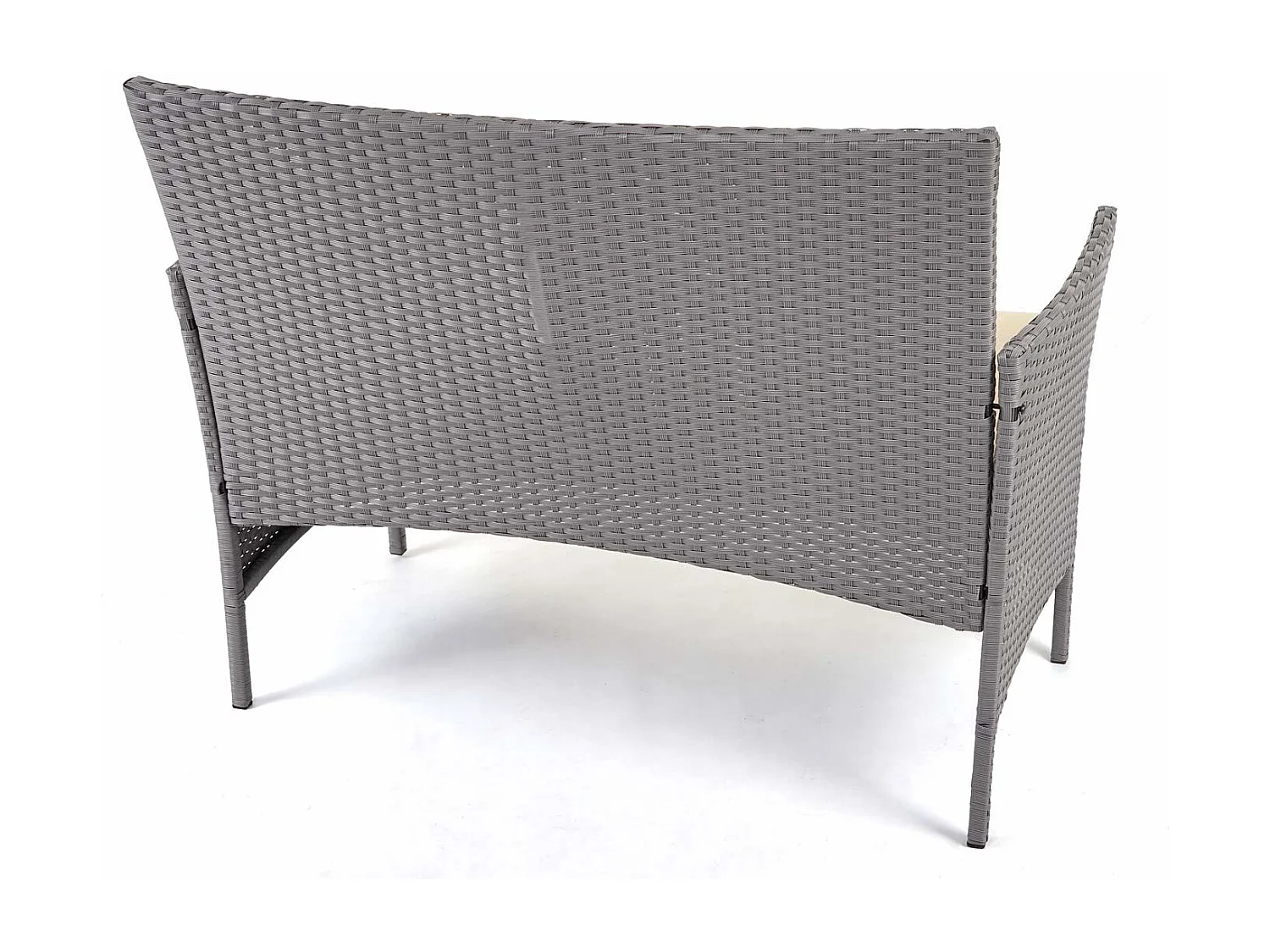 Poly-Rattan Garnitur MCW-D82 (4-teilig), Grau mit Kissen creme