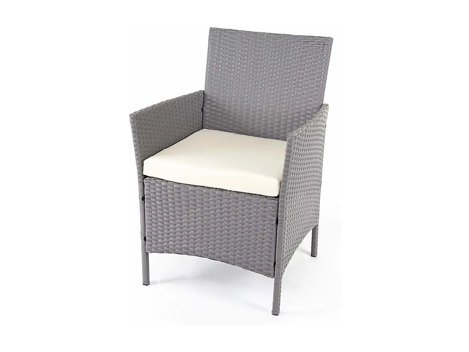 Poly-Rattan Garnitur MCW-D82 (4-teilig), Grau mit Kissen creme