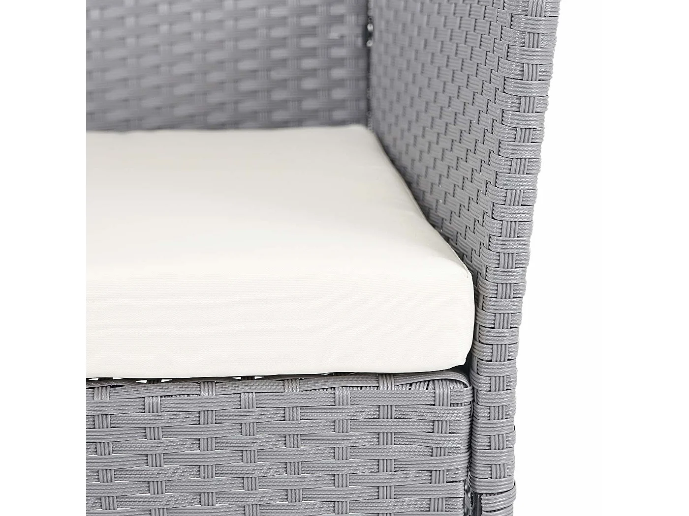 Poly-Rattan Garnitur MCW-D82 (4-teilig), Grau mit Kissen creme
