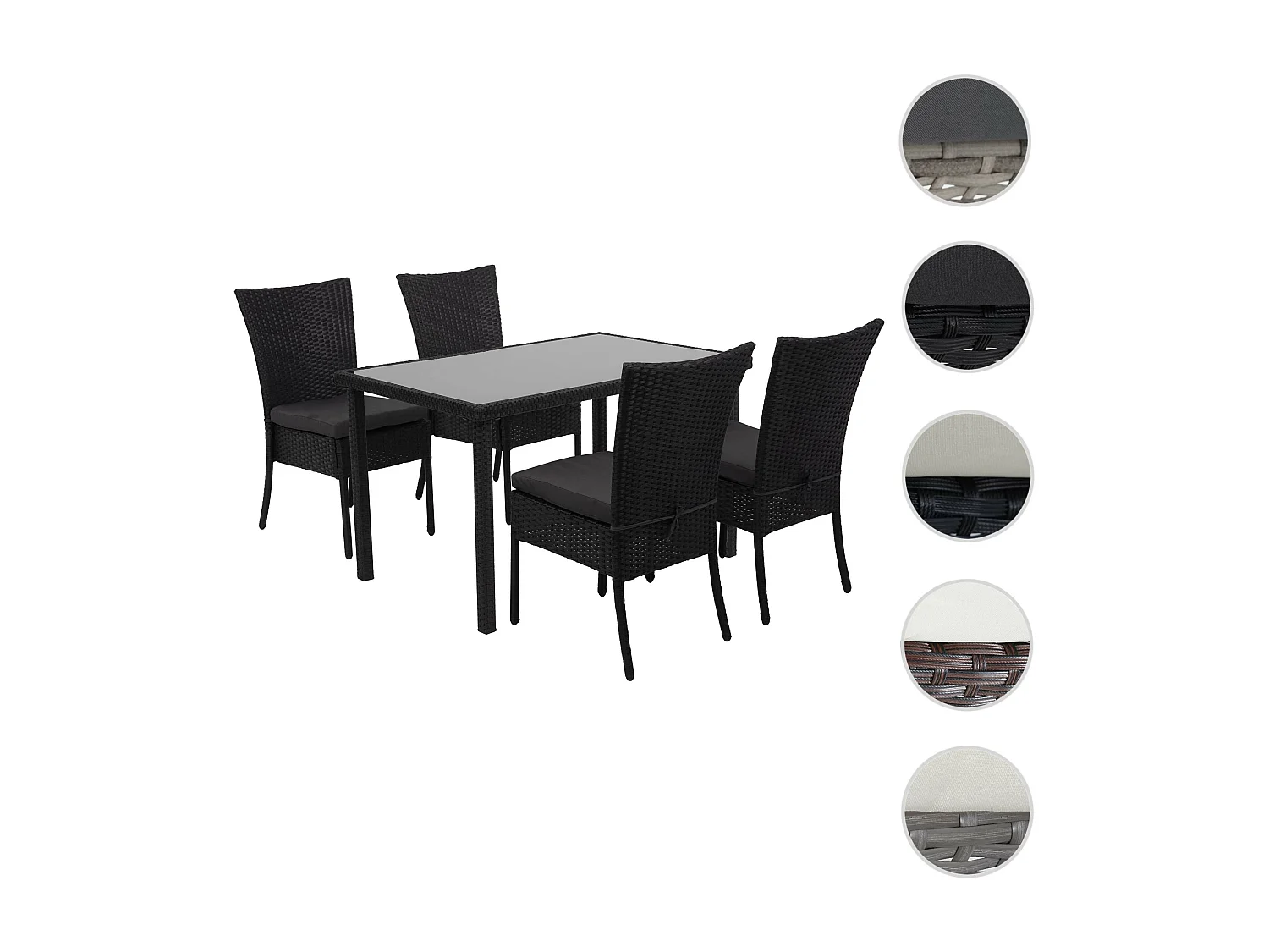 Zestaw MCW-G19 (5 elementów),  czarny, poduszki ciemnoszare