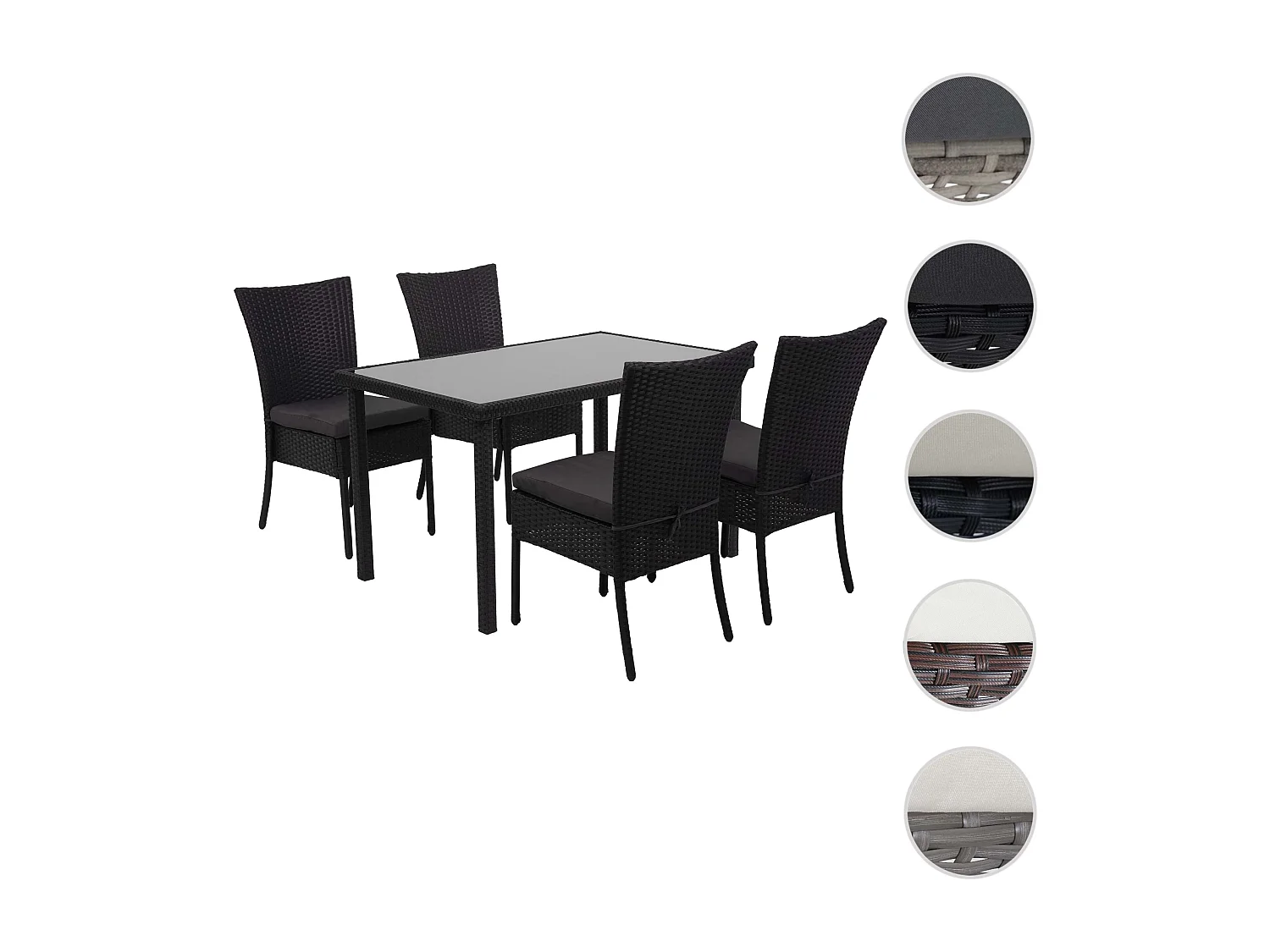 Zestaw MCW-G19 (5 elementów),  czarny, poduszki ciemnoszare