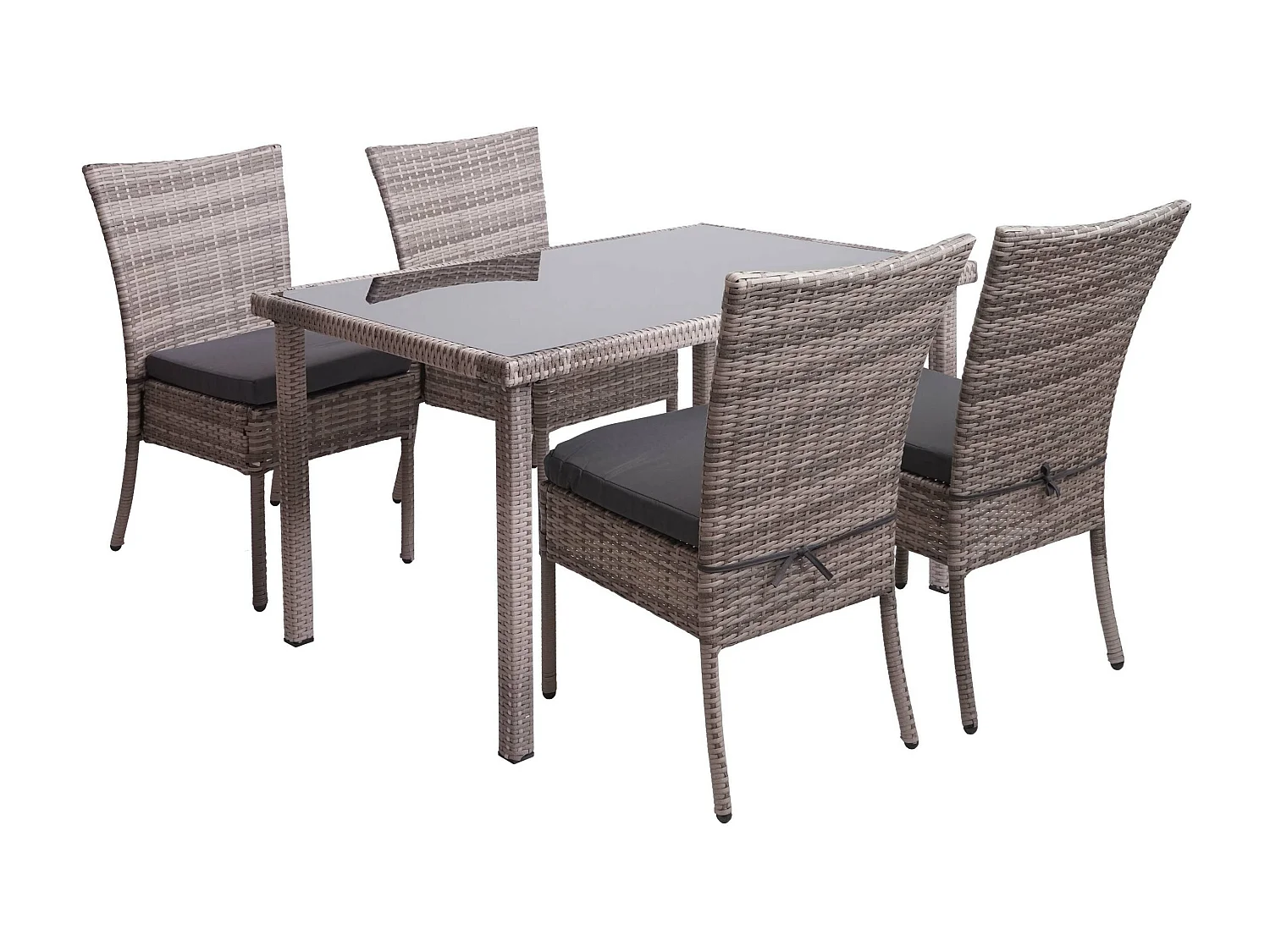 Zestaw polirattanowy MCW-G19 (5-częściowy),  szaro-brązowy, ciemnoszare poduszki