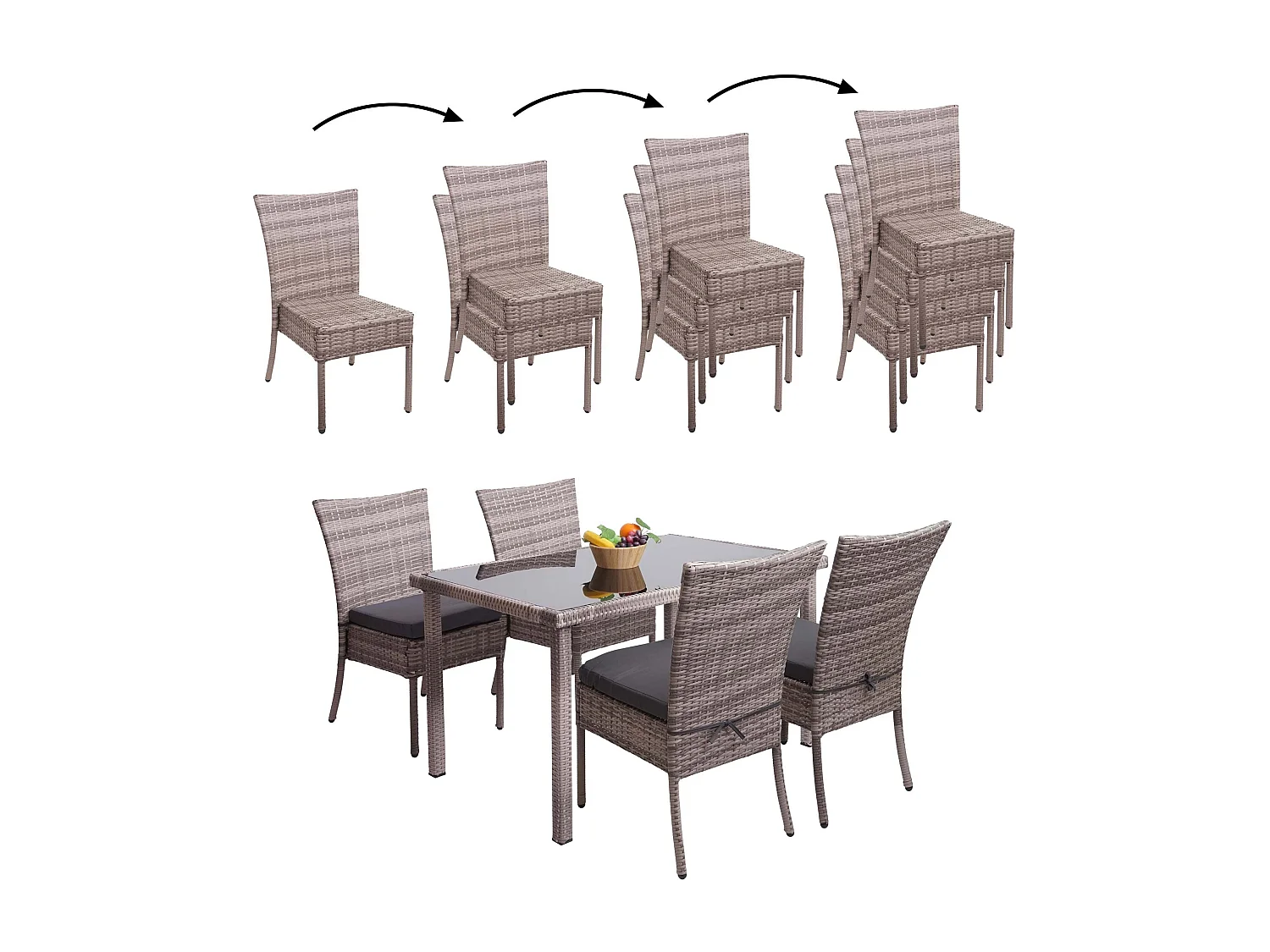 Zestaw MCW-G19 (5 elementów),  szaro-brązowy, poduszki ciemnoszare