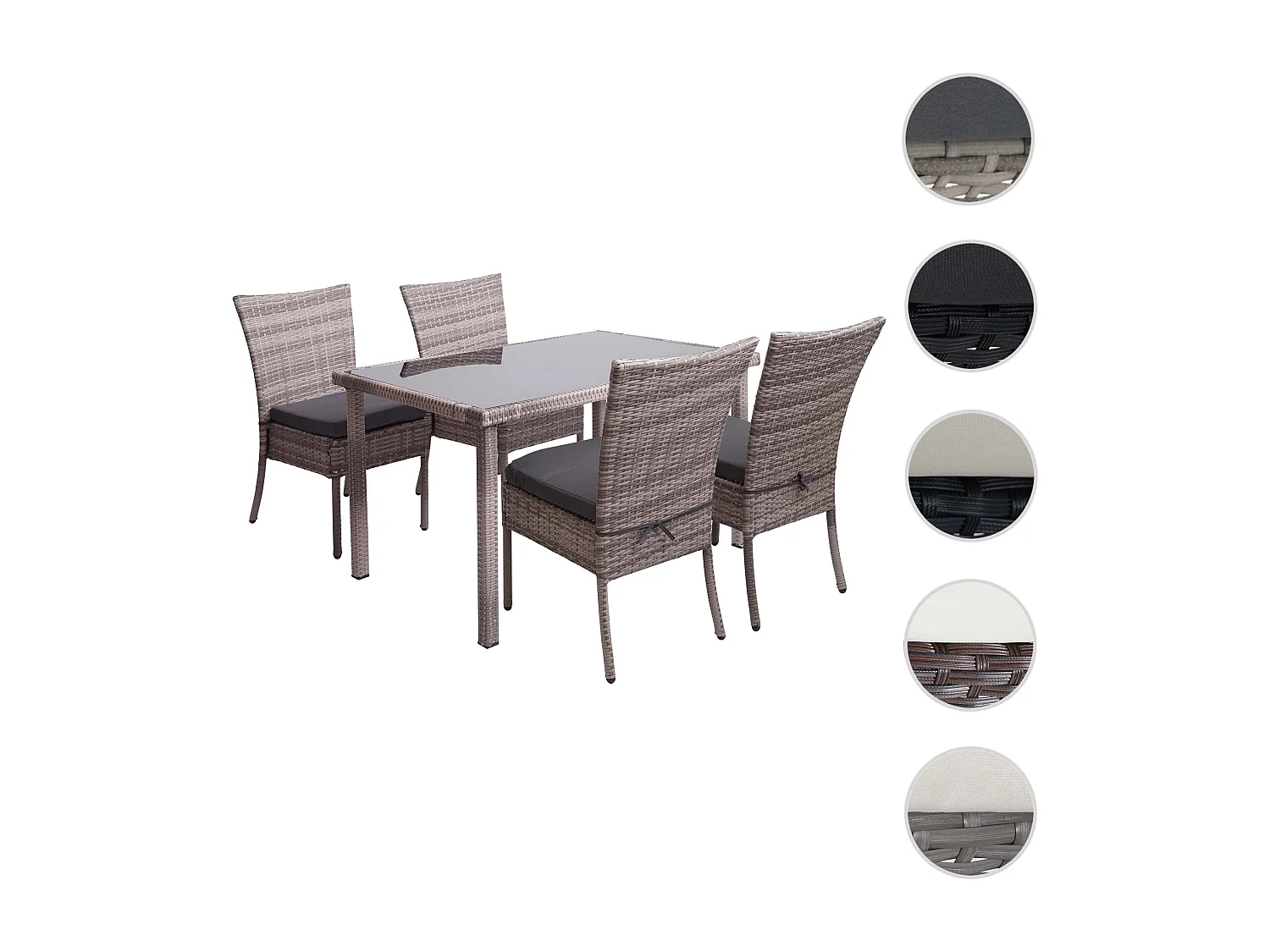 Zestaw MCW-G19 (5 elementów),  szaro-brązowy, poduszki ciemnoszare