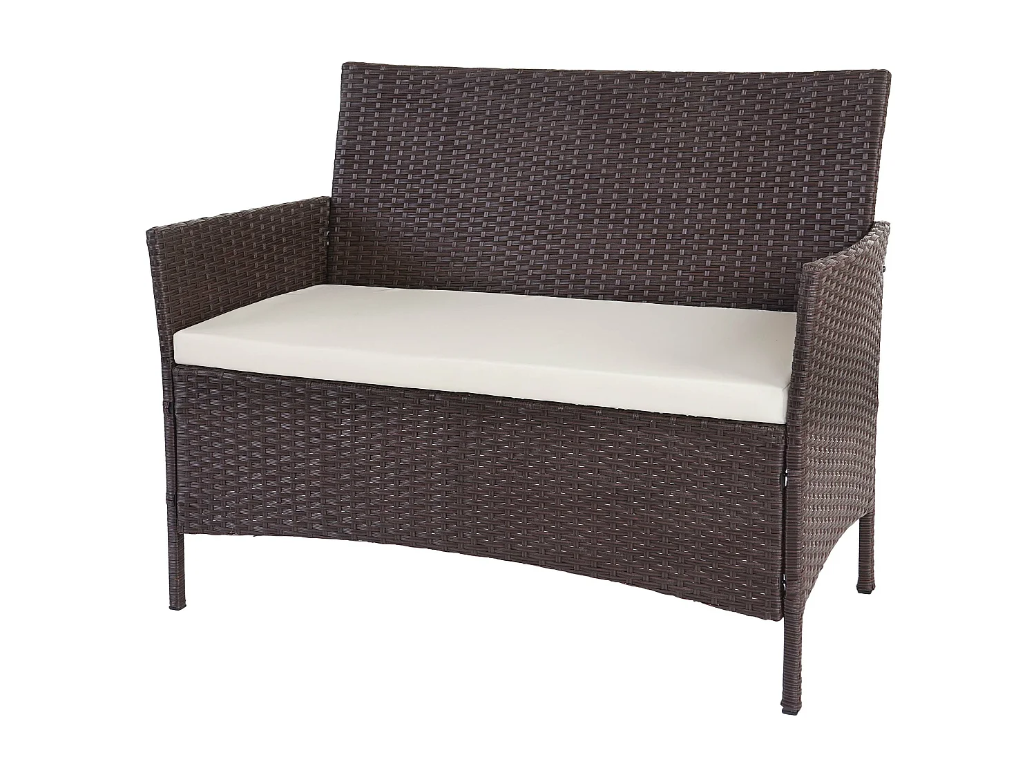 Zestaw 3-2-1-1 z polirattanu Hamar,  brązowo-motylkowy, poduszki kremowe