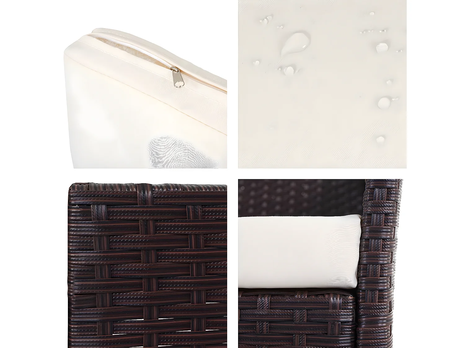 Zestaw 3-2-1-1 z polirattanu Hamar,  brązowo-motylkowy, poduszki kremowe