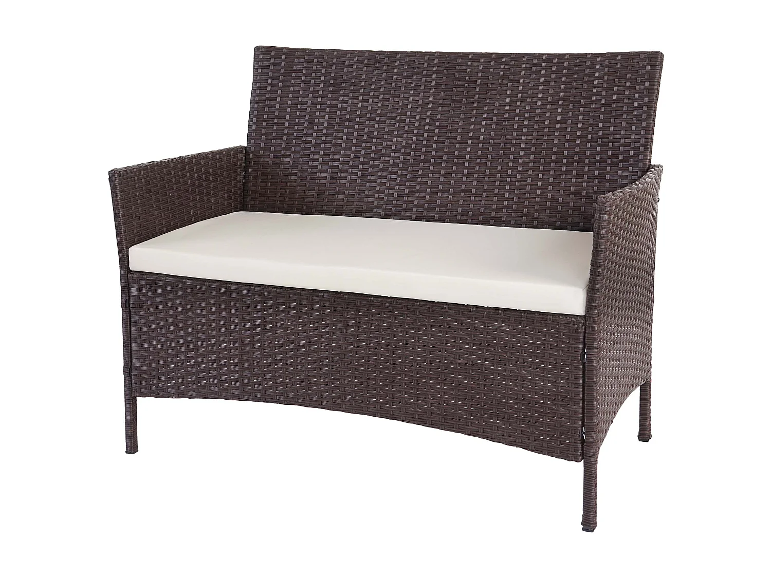 Zestaw z polirattanowego Hamar 3-2-1-1,  brązowy melanż, poduszki kremowe