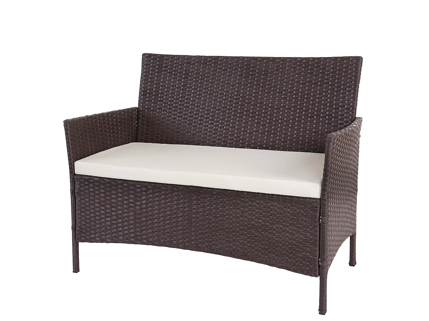 3-2-1-1 Poly-Rattan Garnitur Hamar, Braun-meliert, Kissen creme