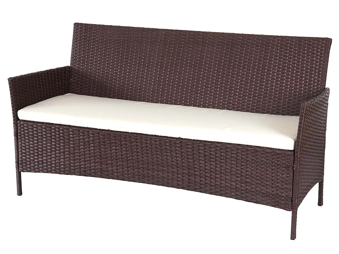 3-2-1-1 Poly-Rattan Garnitur Hamar, Braun-meliert, Kissen creme