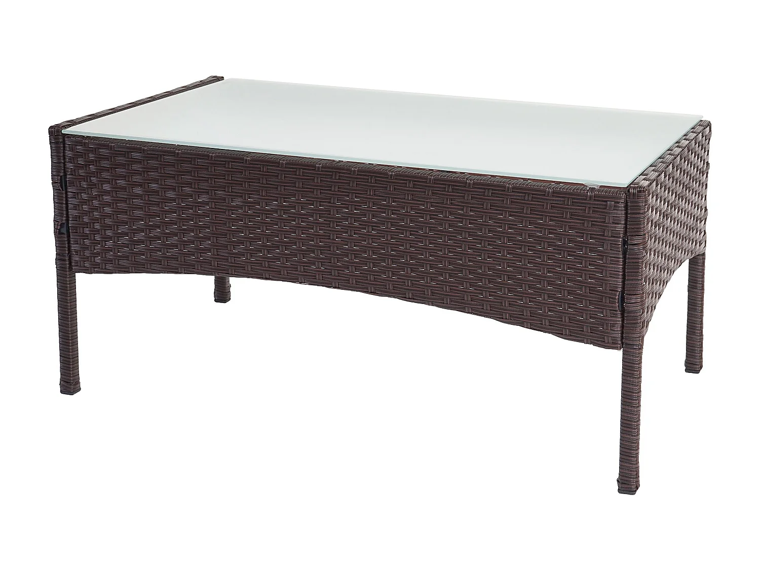 3-2-1-1 Poly-Rattan Garnitur Hamar, Braun-meliert, Kissen creme