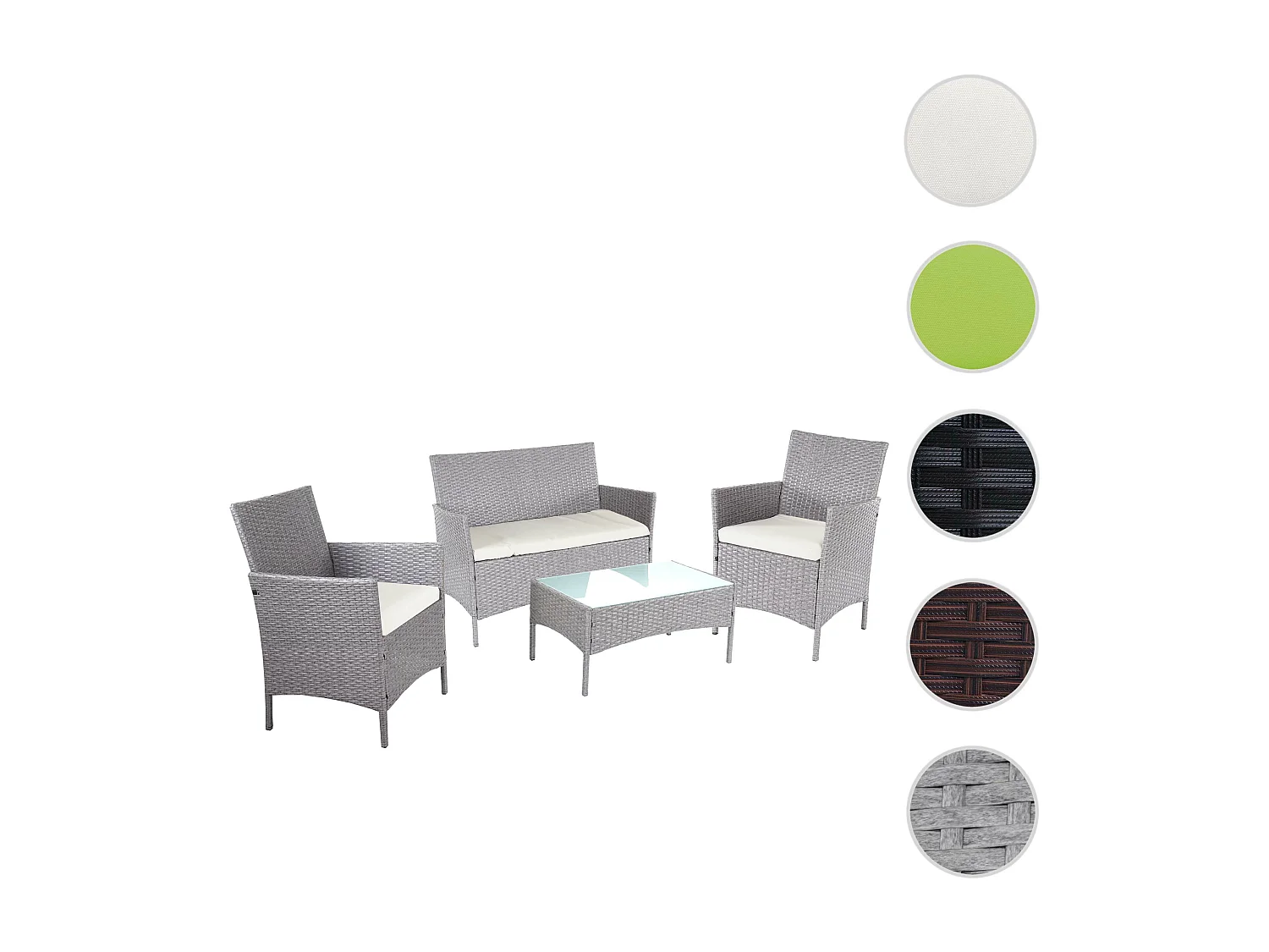 Zestaw ogrodowy Hamar (4 elementy),  szary, poduszki kremowe