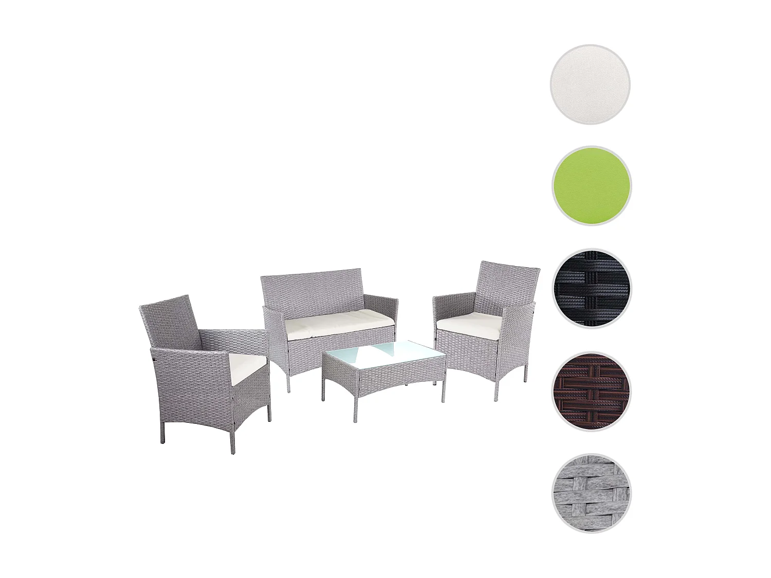 Zestaw ogrodowy Hamar (4 elementy),  szary, poduszki kremowe