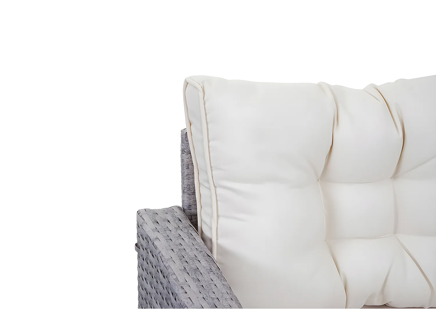 Zestaw polirattanowy MCW-A29,  jasnoszary, kremowe poduszki + ława