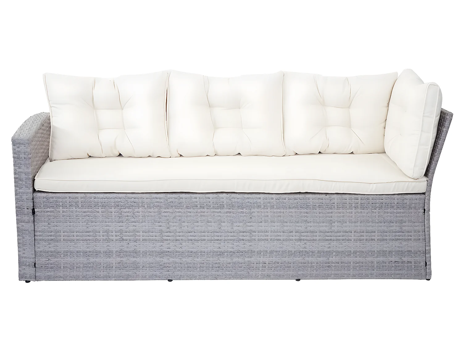 Zestaw polirattanowy MCW-A29,  jasnoszary, kremowe poduszki + ława