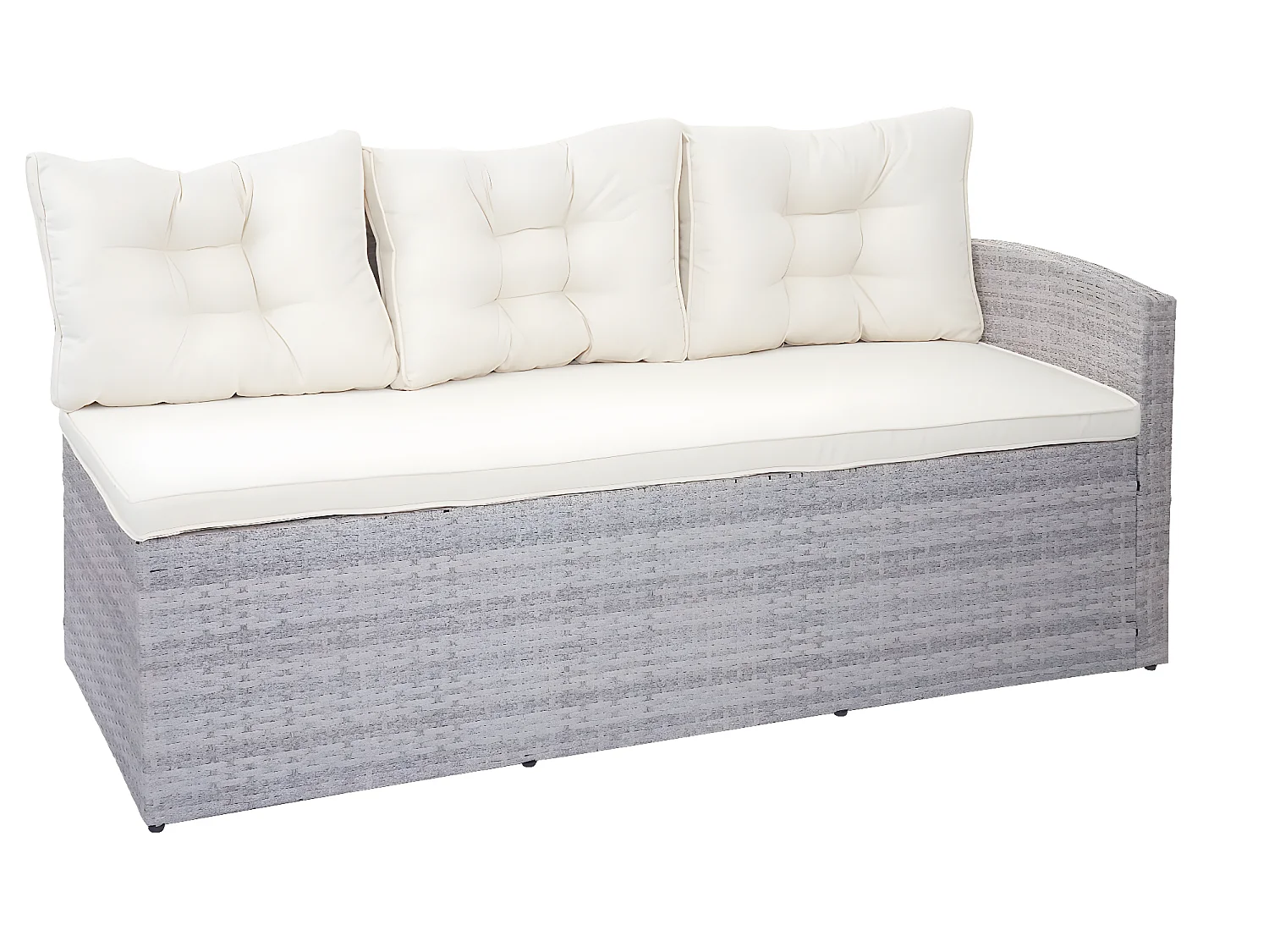 Zestaw polirattanowy MCW-A29,  jasnoszary, kremowe poduszki + ława