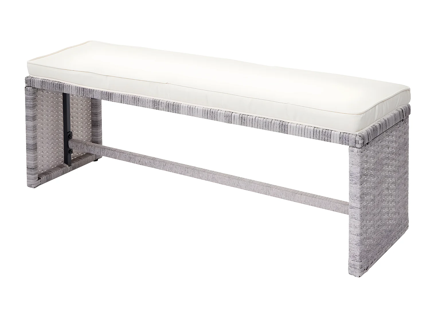 Zestaw polirattanowy MCW-A29,  jasnoszary, kremowe poduszki + ława