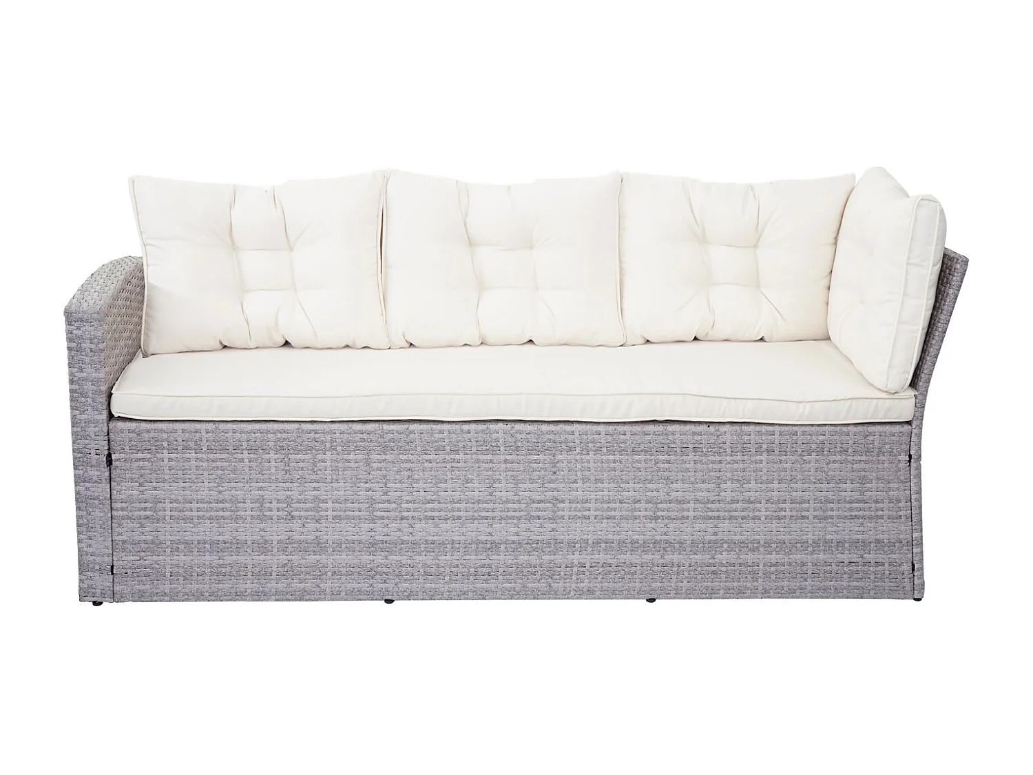 Zestaw z polirattanowym wykończeniem MCW-A29,  jasnoszary, poduszki w kolorze kremowym + ławka