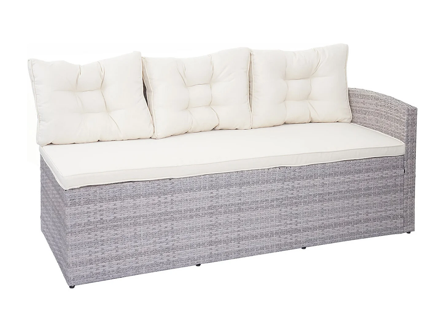 Zestaw z polirattanowym wykończeniem MCW-A29,  jasnoszary, poduszki w kolorze kremowym + ławka